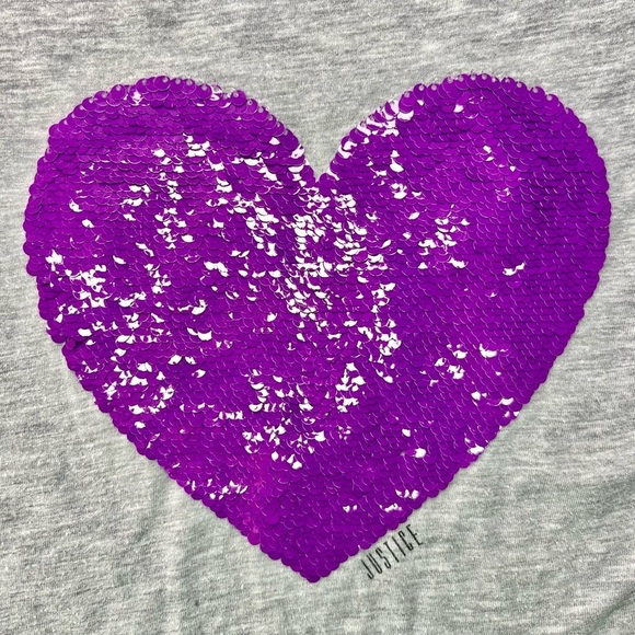 💜Justice flip sequin heart tee - Picture 4 of 10